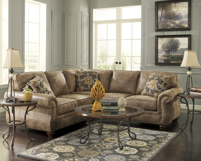 ashley furniture leather nailhead sectional sofa