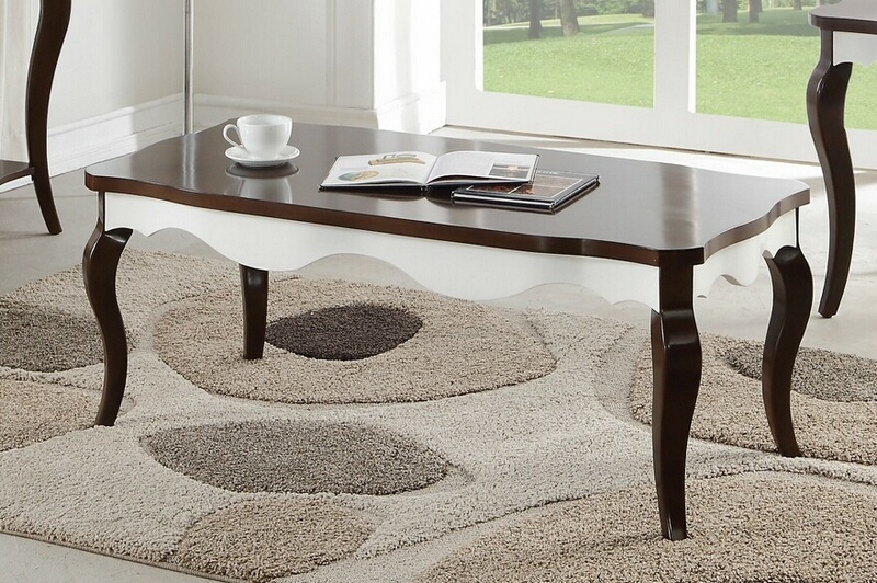 Acme Mathias White And Walnut Finish Wood Coffee Table Amb Furnitureamb Furniture