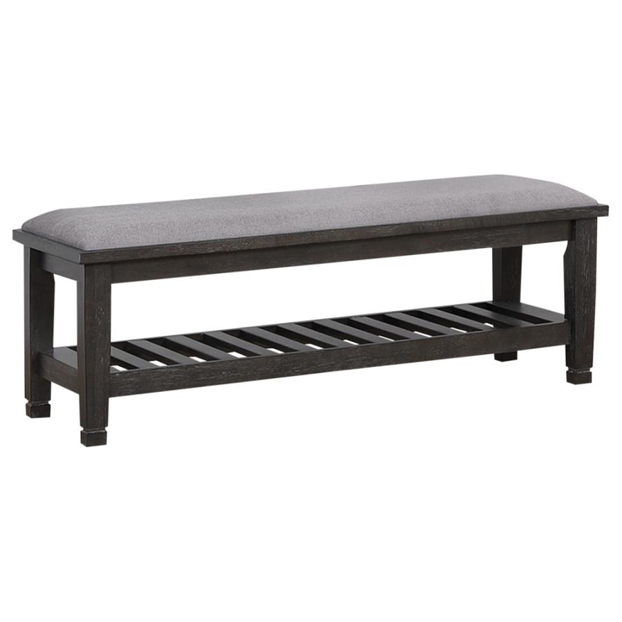 205737 Franco weathered sage finish wood rustic coastal style fabric padded bedroom entry bench