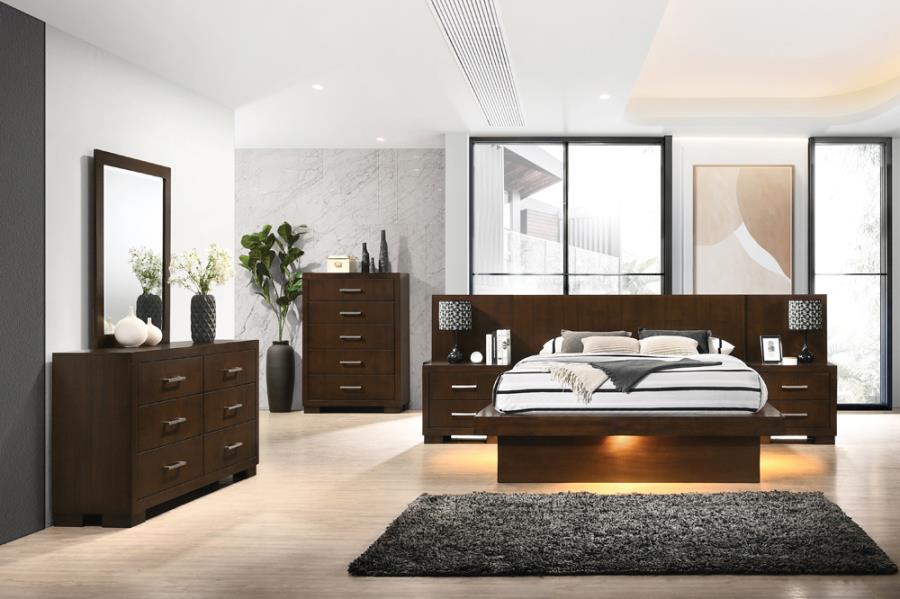 200711Q 5 pc jessica ii contemporary modern espresso finish wood queen bedroom set with paneled headboard