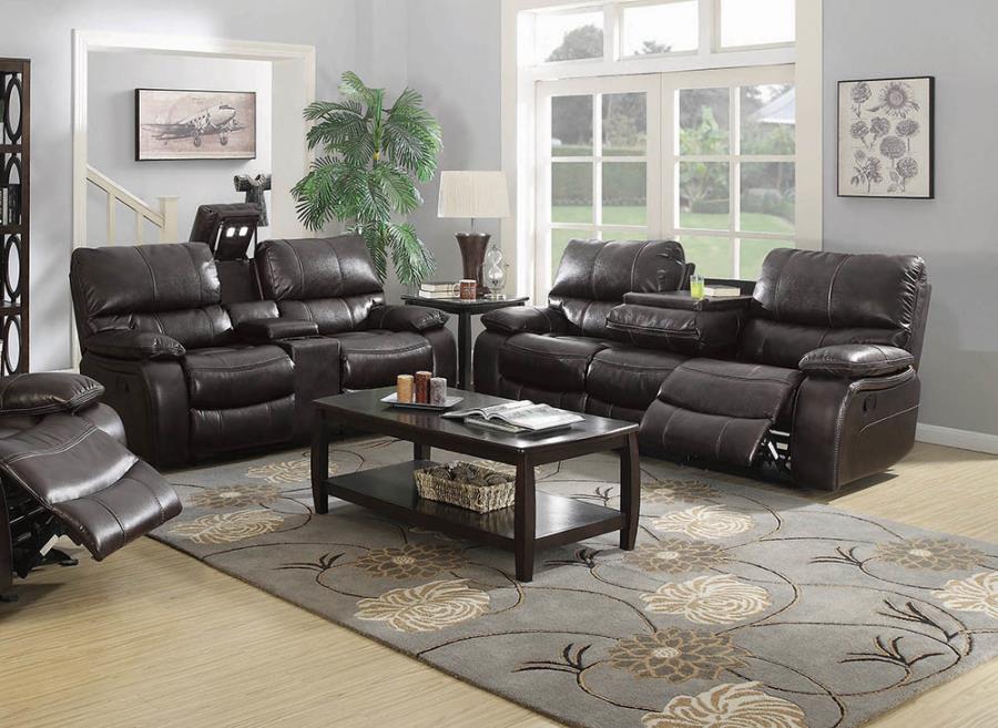 601931-32 2 pc Red barrel studio neagle willemse dark brown faux leather recliining sofa and love seat set