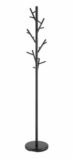 900897 Red barrel studio fitzgibbons black metal frame and black base coat rack stand randomized hooks