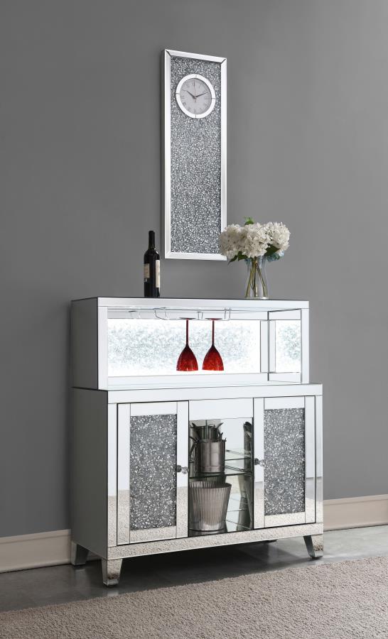 Coaster 115585 Everly quinn crafton mirrored and glass bar unit wine cabinet console