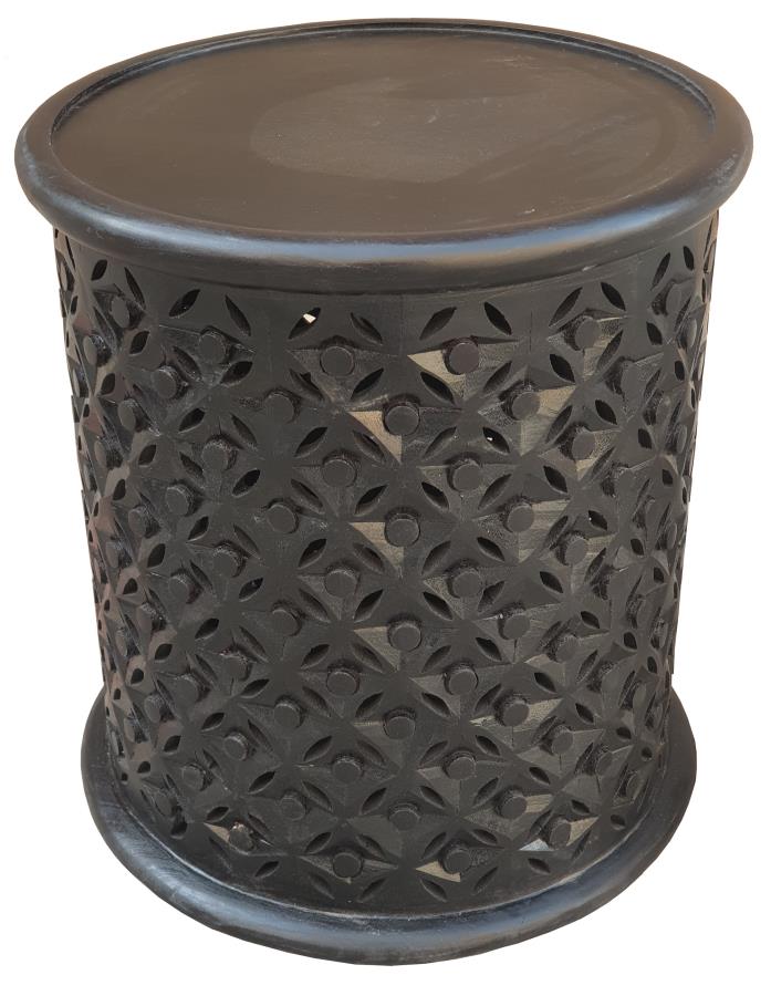 Coaster 936141 Wrought studio washed black finish wood floral cut 17" round accent side table