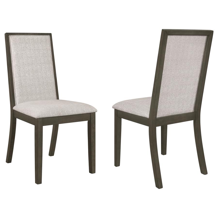 Coaster 107961-S7 7 pc Kelly dark grey finish wood beige fabric upholstered chairs dining table set