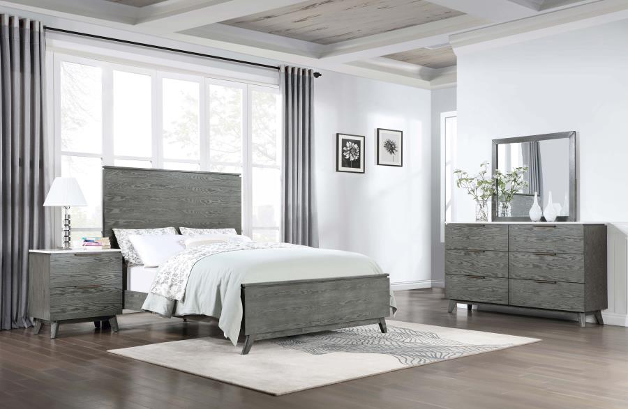 Coaster 224601Q-S4 4 pc Nathan grey natural wood grain look finish faux marble top modern style bedroom set