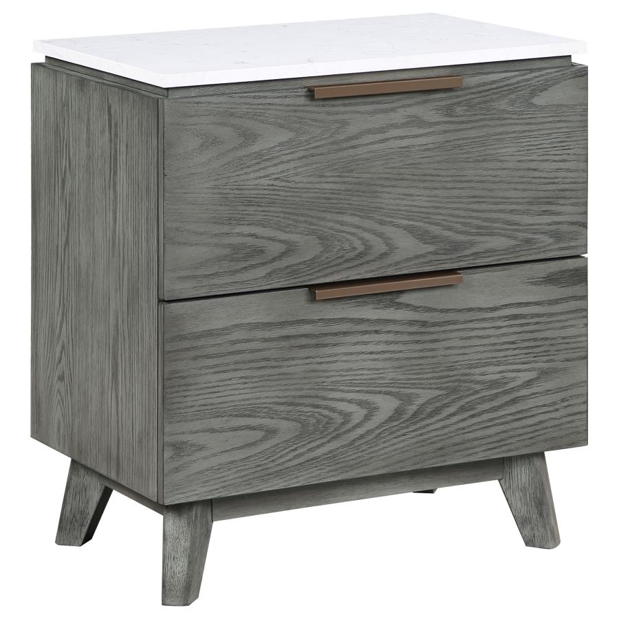 Coaster 224601Q-S4 4 pc Nathan grey natural wood grain look finish faux marble top modern style bedroom set