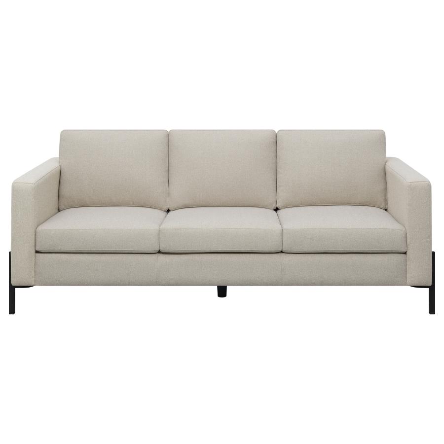 Coaster 509901-S2 2 pc Wildon home tilly oatmeal fabric mid century modern sofa and love seat set