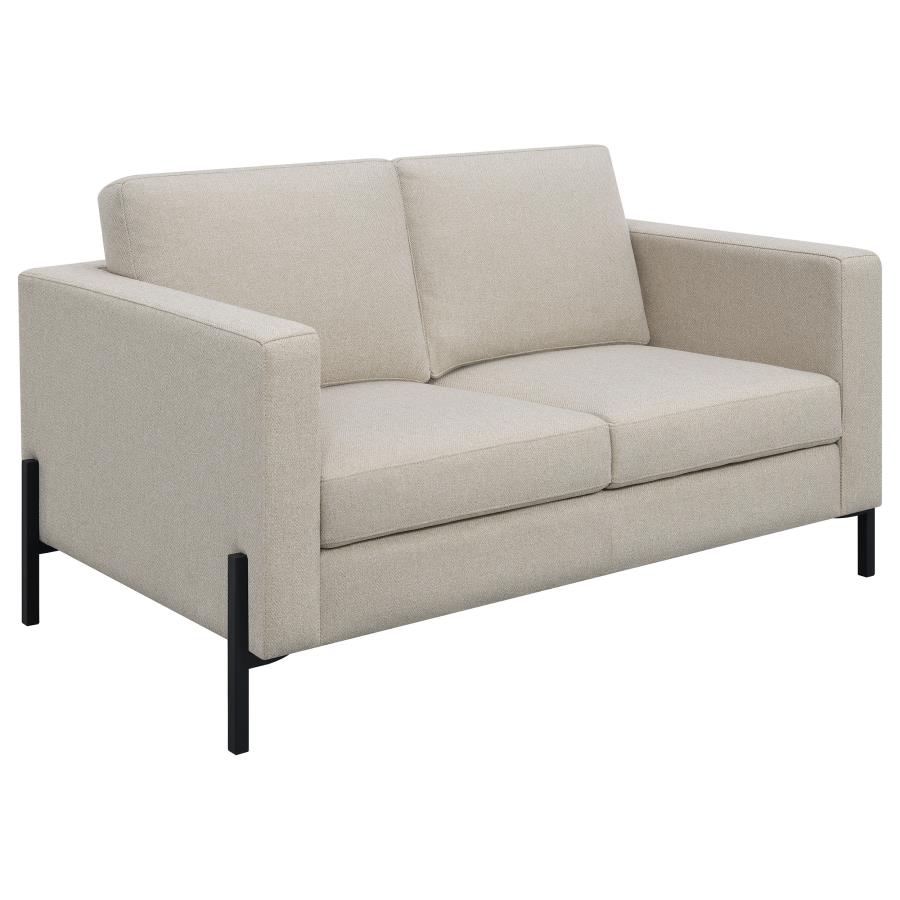 Coaster 509901-S2 2 pc Wildon home tilly oatmeal fabric mid century modern sofa and love seat set