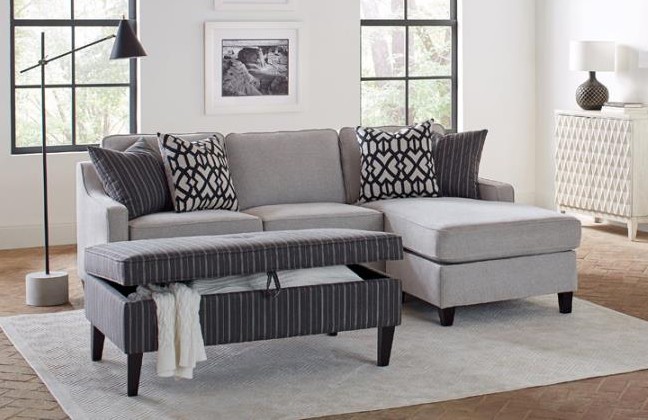 552030 2 pc Wrought studio robison luanne grey chenille fabric sectional sofa with chaise