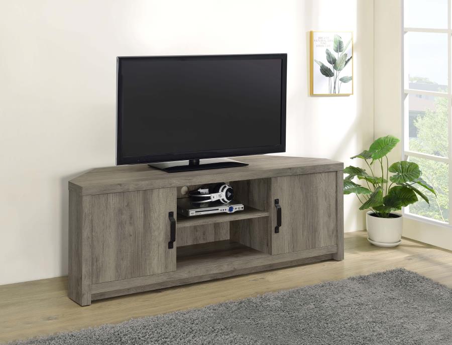 Coaster 723681 Gracie oaks englewood grey driftwood finish wood 59" tv stand with 2 doors