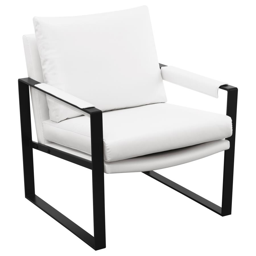 Coaster 903022 Ivy bronx lainey rosalind gunmetal metal finish and white faux leather modern accent chair