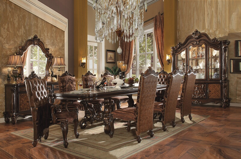 Acme 61100-02-03 7 pc Astorai grand welton versailles cherry oak finish wood double pedestal dining table set. ***Presidents Day Sale Going On Now*** Discounted Price When You Add To Cart up to 35% off. Additional Discount automatically applied at checkout 5% off on orders 0 on up limited time.Click Acima Leasing Easy Lease and Application Process at ambfurniture.com