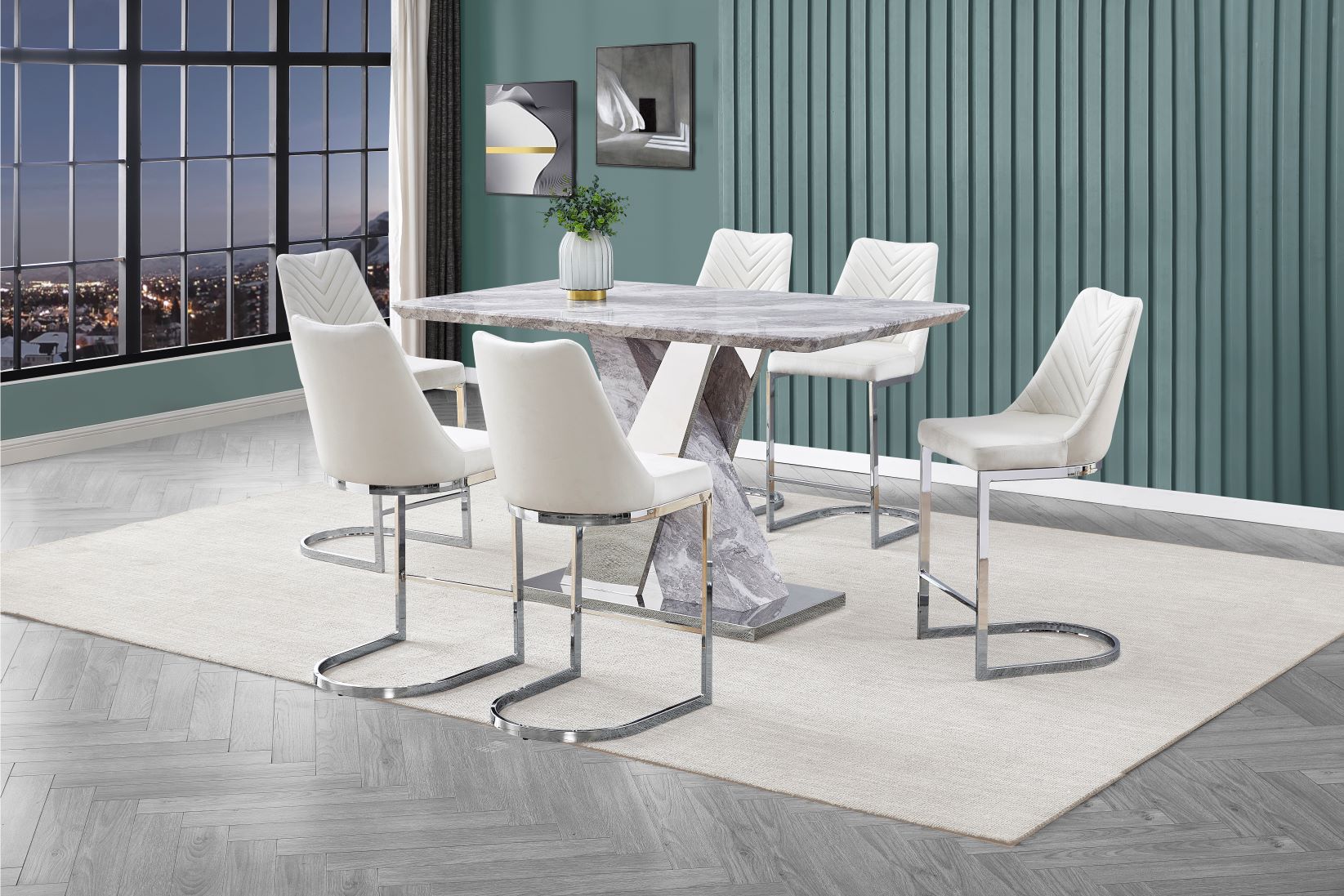 D135-7PC 7 pc Orren ellis lieselore modern style faux marble top counter height dining table set. ***March Madness Sale Going On Now*** Discounted Price When You Add To Cart up to 35% off.Click Acima Leasing Easy Lease and Application Process at ambfurniture.com