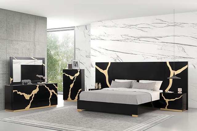 FM7425BK-WP-7PC 7 pc goldsberg black and gold vein style finish wood solid black headboard and wing panels queen bedroom set. ***Labor Day Sale Going On Now***Discounted Price When You Add To Cart up to 35% off. Click Acima Leasing Easy Lease and Application Process at ambfurniture.com