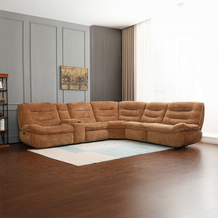 Acme LV04650 6 PC Emmy orange chenille fabric power motion sectional sofa with large seats cup console USB. ***Holiday Sale Going On Now***Discounted Price When You Add To Cart up to 35% off. Click Acima Leasing Easy Lease and Application Process at ambfurniture.com