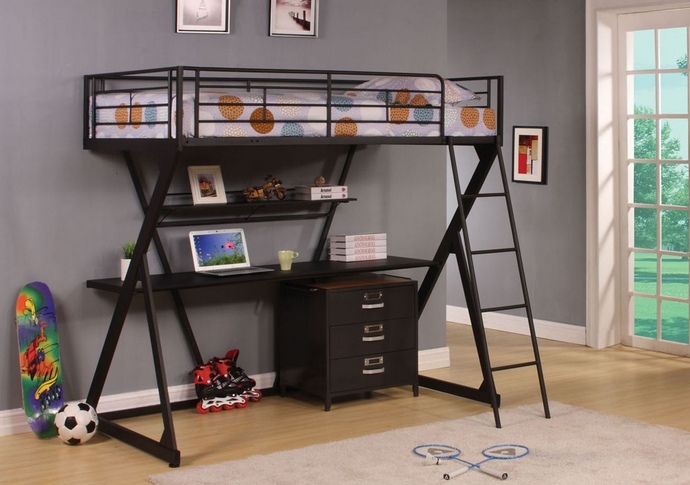 Acme 37138 Zazie ii collection twin loft bed with lower desk and shelf ...