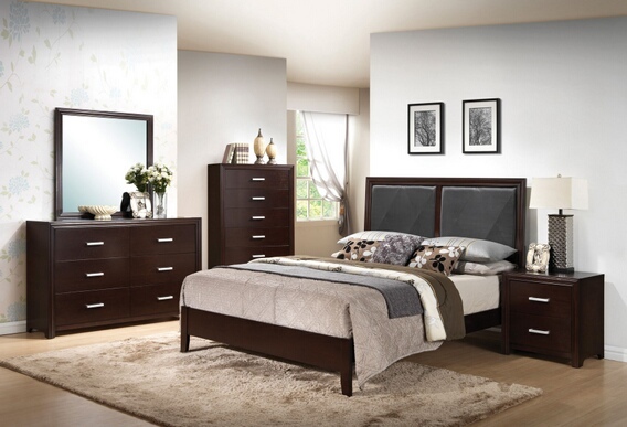 Acme 21420Q 5 pc ajay collection espresso finish wood queen bed set ...