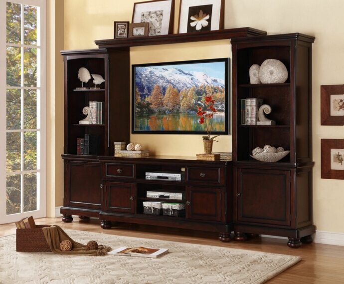 21590 4 pc cumberland collection rich medium brown finish wood tv ...