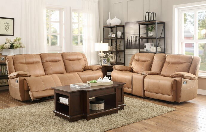 8414-SL 2 pc wasola collection brown fabric upholstered double ...