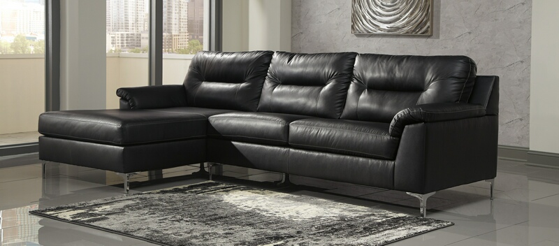 Ashley Furniture 39604-16-67 2 pc Tensas black faux leather sectional ...