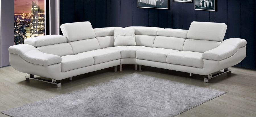 Best Quality S309 3 pc orren ellis jordahl white leather aire sectional ...