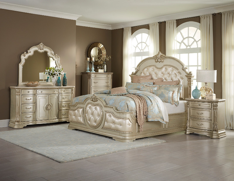 Homelegance 1919NC-4PC 4 pc antoinetta champagne finish wood padded ...